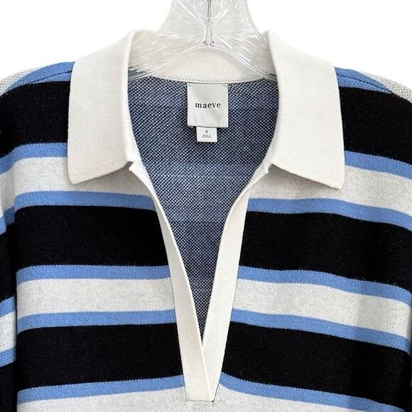 Anthropologie Color Block Mini Sweater Dress Tunic Womens Small OVERSIZED V Neck - Picture 6 of 11